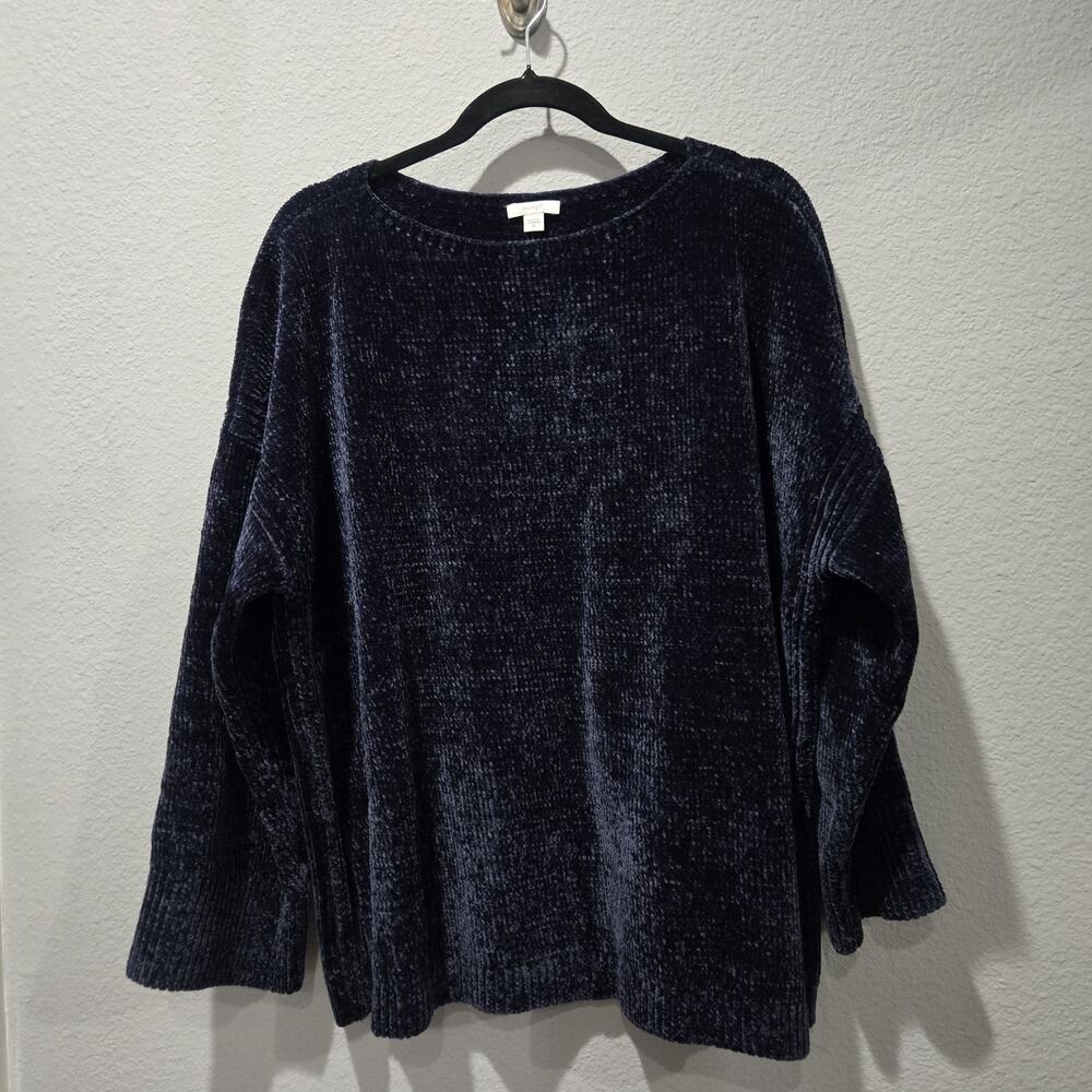 J Jill 2X Black Pure Jill Luxe Chenille Pullover Sweater